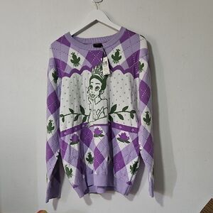 Lavender and Green Graphic Women's Sweater
